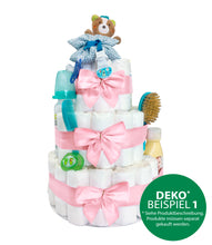 Lade das Bild in den Galerie-Viewer, Windeltorte für Mädchen, individualisierbar als Geschenk zur Geburt