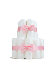 Lade das Bild in den Galerie-Viewer, Kleine Windeltorte für Mädchen mit rosa Bändern und Schleifen