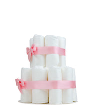 Lade das Bild in den Galerie-Viewer, Kleine Windeltorte für Mädchen mit rosa Bändern und Schleifen