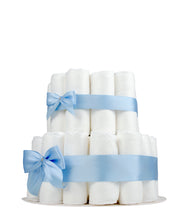 Lade das Bild in den Galerie-Viewer, Mittlere Windeltorte mit hellblauen Bändern und Schleifen