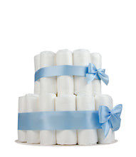 Lade das Bild in den Galerie-Viewer, Mittlere Windeltorte mit hellblauen Bändern und Schleifen