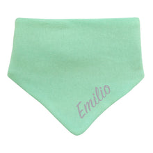 Lade das Bild in den Galerie-Viewer, Individuell Baby Halstuch mit Name bestickt unisex - Tuerkis