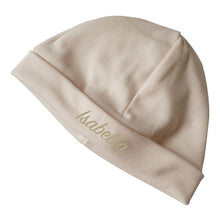 Lade das Bild in den Galerie-Viewer, Personalisierte Babymuetze mit Name bestickt - ecru, beige