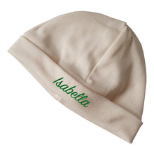 Lade das Bild in den Galerie-Viewer, Personalisierte Babymuetze mit Name bestickt - ecru, beige