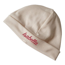 Lade das Bild in den Galerie-Viewer, Personalisierte Babymuetze mit Name bestickt - ecru, beige