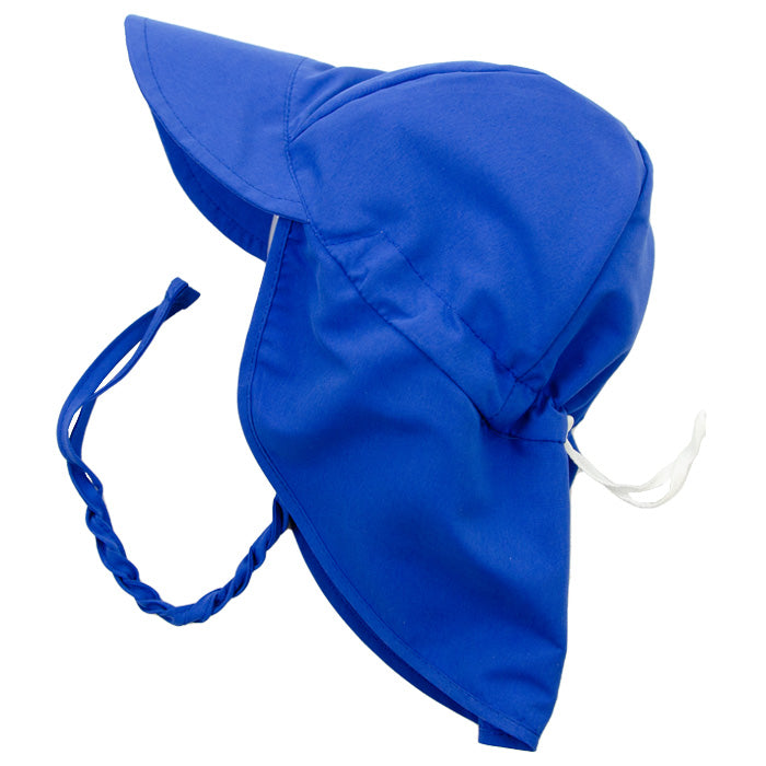 Größenverstellbare UV-Nackenschutz-Mütze für Baby, mit Name bestickt, Blau