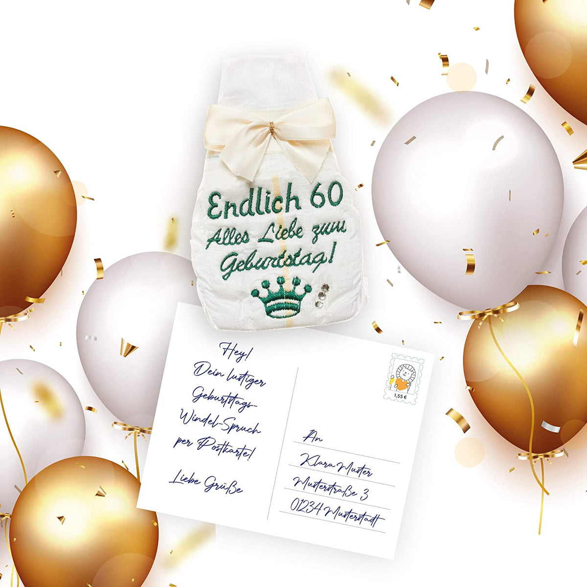 Geschenk Zum 60. Geburtstag Für Damen – Personalisierte Make-up-Tasche Mit Spruch & Spiegel