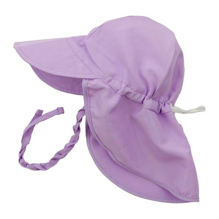 Größenverstellbare UV-Nackenschutz-Mütze für Baby, mit Name bestickt, Flieder